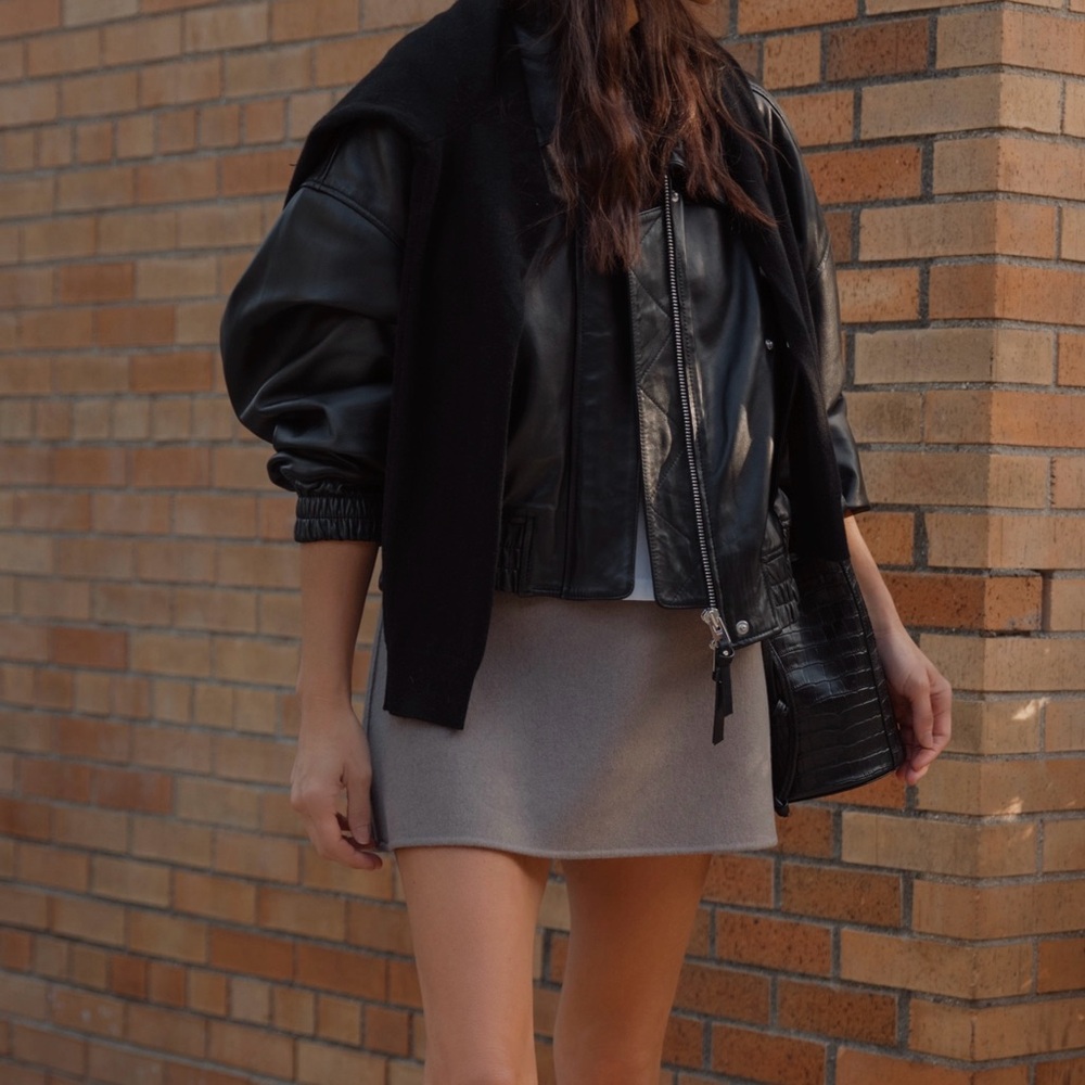 NWT Theory High-Waist Mini Skirt in Double-Face Wool-Cashmere